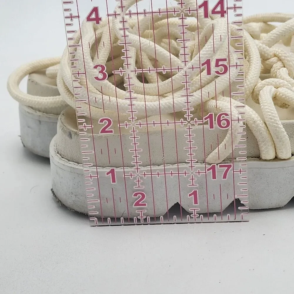 ASOS Design Fizzle Chunky Rope Sandals Platform Wrap Around White Size 7 US 5 UK